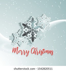 Merry Christmas background with snowflake design
