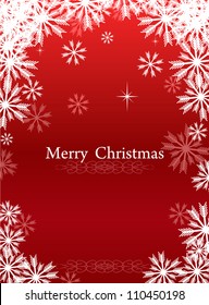 Merry Christmas background with snowflake in red color