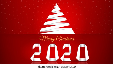 Merry Christmas. Background with snowflakes.New 2017 year greeting card made in origami style, vector illustration.
