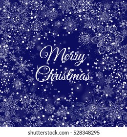 Merry Christmas background. Snowflakes Christmas  pattern lettering design . Vector illustration