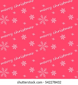Merry Christmas background. Snowflakes Christmas pattern lettering design . Vector illustration