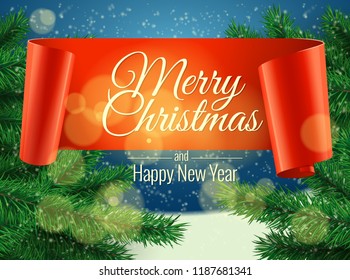 Merry Christmas Background template greeting card. Vector illustration.
