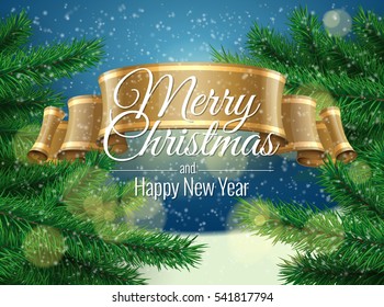 Merry Christmas Background template greeting card. Vector illustration.