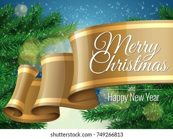 Merry Christmas Background template greeting card. Vector illustration.