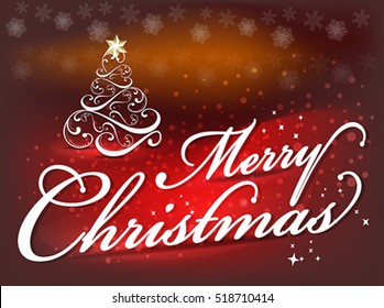 Merry Christmas background text background with tree vector illustration 