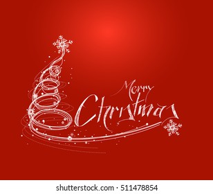 Merry Christmas! Christmas Background - Christmas Tree with red background design elements for holiday cards, for decorations wallpaper 