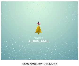 Merry Christmas background with tree, snow, and america star.