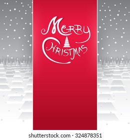Merry Christmas background with christmas tree and christmas typography. Vector  illustration