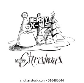 Merry Christmas! Christmas Background - Christmas Tree with white background design elements for holiday cards, for decorations wallpaper 