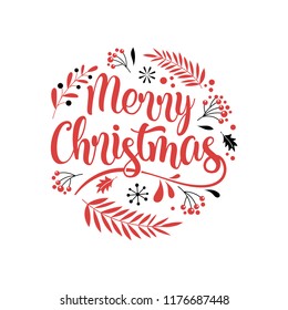 Merry Christmas Background with Typography, Lettering. Greeting card, banner and poster