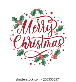 Merry Christmas background with typography, lettering. Greeting card. banner and poster