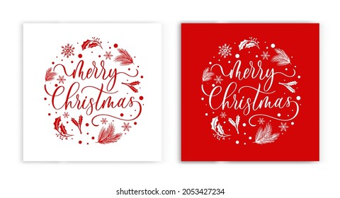 Merry Christmas background with typography, lettering. Greeting card. banner and poster