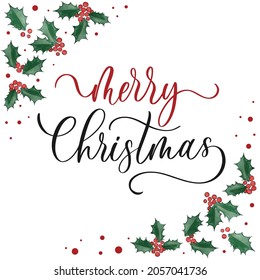 Merry Christmas background with typography, lettering. Greeting card. banner and poster