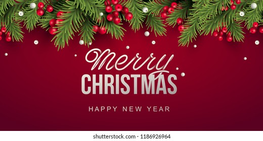 Merry Christmas background. 
Vector illustration with Christmas elements.