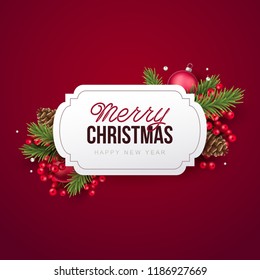Merry Christmas background. Vector illustration with Christmas elements.