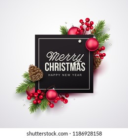 Merry Christmas background. Vector illustration with Christmas elements.