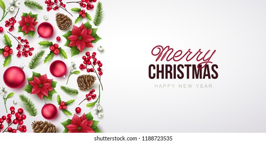 Merry Christmas background. Vector illustration with Christmas elements.