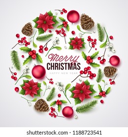 Merry Christmas background. Vector illustration with Christmas elements.