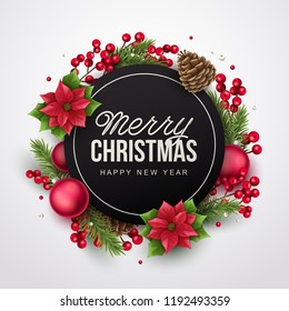 Merry Christmas background. Vector illustration with Christmas elements.