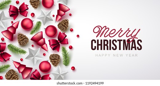 Merry Christmas background. Vector illustration with Christmas elements.