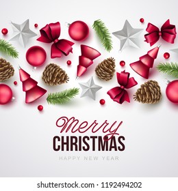 Merry Christmas background. Vector illustration with Christmas elements.