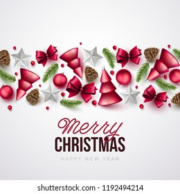 Merry Christmas background. Vector illustration with Christmas elements.