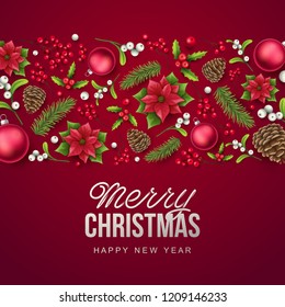 Merry Christmas background. Vector illustration with Christmas elements