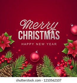 Merry Christmas background. Vector illustration with Christmas elements