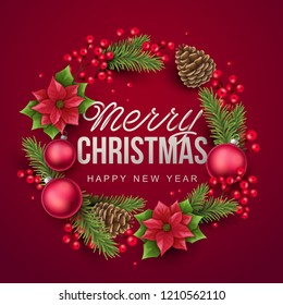 Merry Christmas background. Vector illustration with Christmas elements