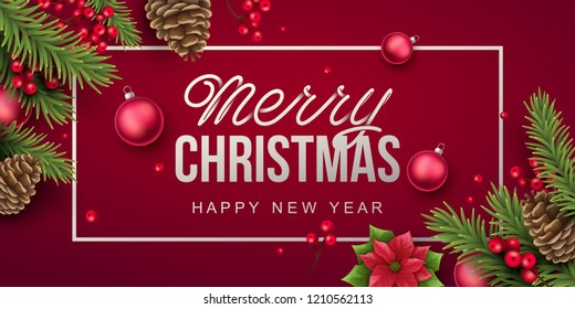 Merry Christmas background. Vector illustration with Christmas elements