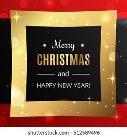 Merry Christmas Background. Vector Illustration. Square Frame. Happy New Year Concept. Santa's Belt. Place for Your Text.