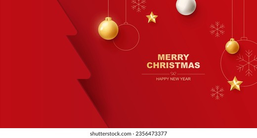 Merry Christmas background vector. Winter Christmas background with xmas tree.