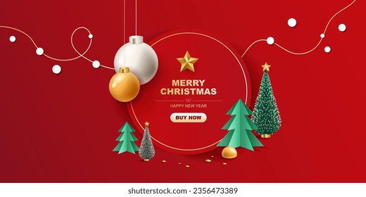 Merry Christmas background vector. Winter Christmas background with xmas.