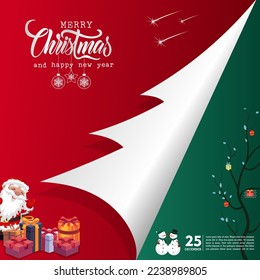 Merry Christmas background. Winter Holiday Posters or banners design in modern realistic style