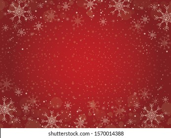 Merry Christmas background with winter landscape with snowflakes vector illustration