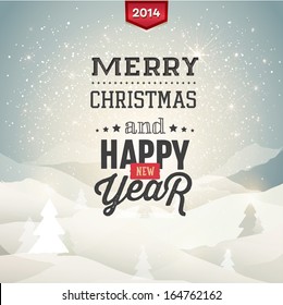 Merry Christmas background with winter landscape. EPS10