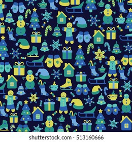 Merry Christmas background. Winter pattern. Vector illustration