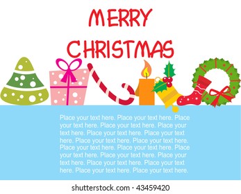 merry christmas background with xmas day icons, vector illustration