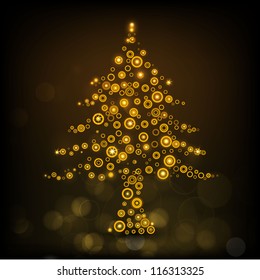 Merry Christmas background with Xmas tree made with decorative snowflakes. EPS 10.