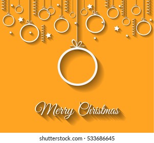 Merry Christmas Background for your seasonal invitations and new year flyers with colorful baubles and a lot of xmas design elements.