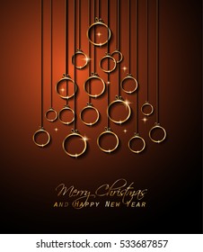 Merry Christmas Background for your seasonal invitations and new year flyers with colorful baubles and a lot of xmas design elements.
