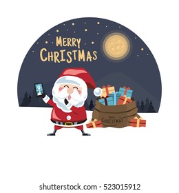 Merry Christmas background,Santa Claus is a GPS location