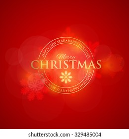 Merry Christmas Badge, Blurred Snowflakes, Banners, Cards Template