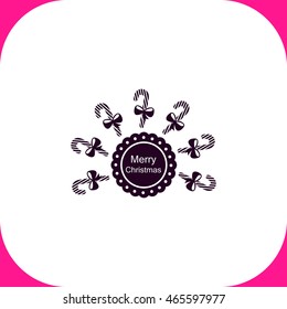 Merry Christmas badge with a Christmas candy vector icon on white background.