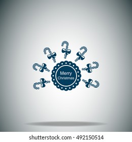 Merry Christmas badge with a Christmas candy vector icon