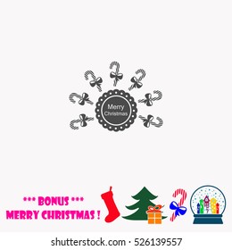 Merry Christmas badge with a Christmas candy  vector illustration.