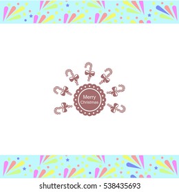 Merry Christmas badge with a Christmas candy vector icon on white background. Isolated illustration. Business picture.