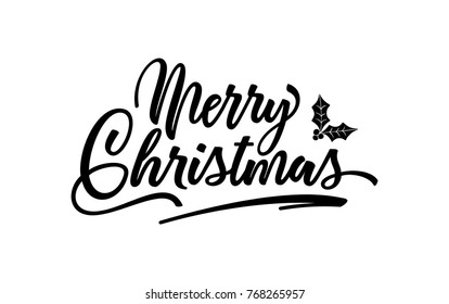 Merry Christmas badge with handwritten lettering, calligraphy with light background for logo, banners, labels, postcards, invitations, prints, posters, web, presentation. Vector illustration