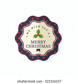 Merry christmas badge, label, pin, vector design template