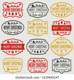 Merry Christmas Badge Stamp. Banner Illustration Vector. Cut File Clip Art. Santa Claus Design.